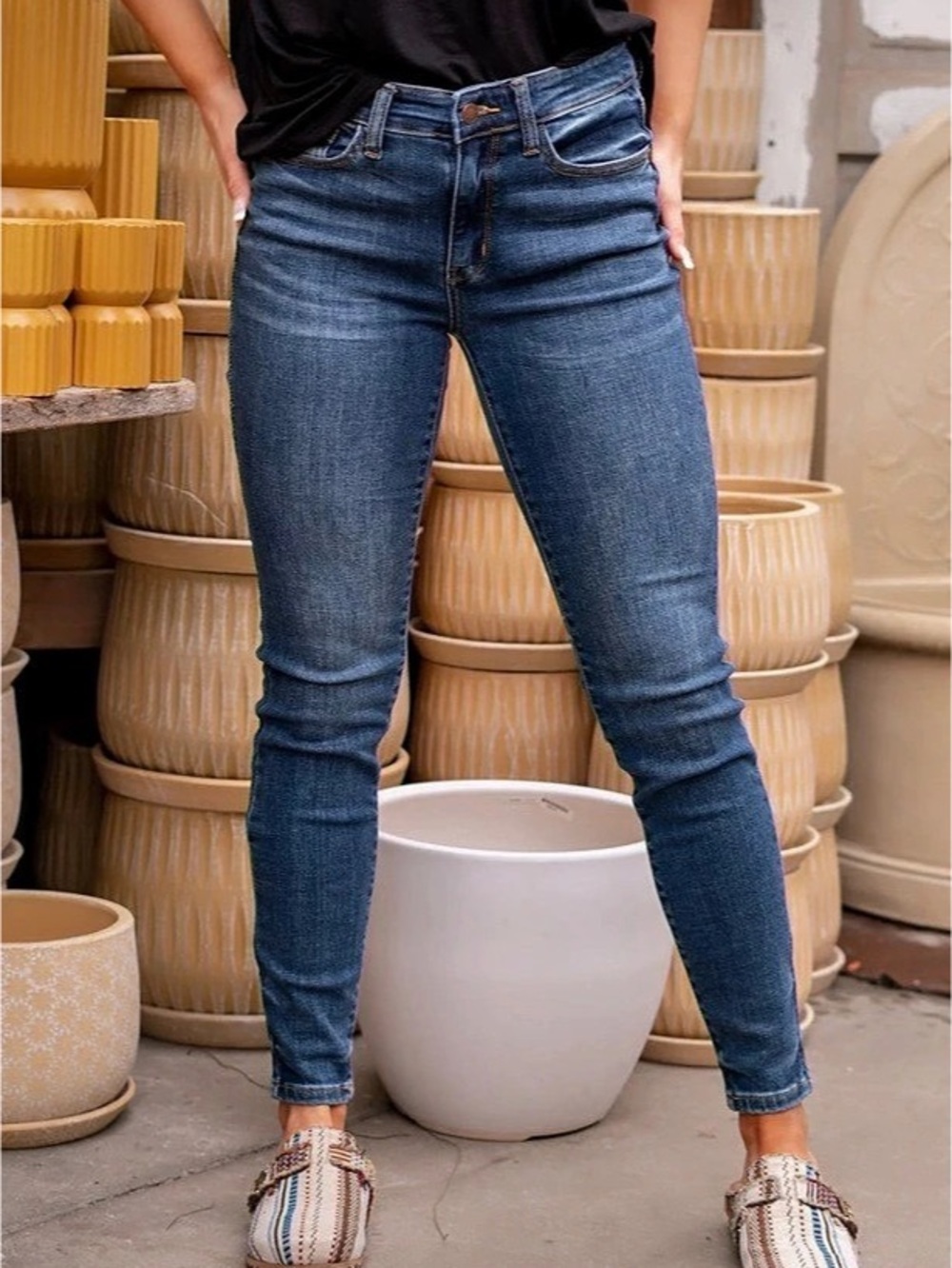 Judy Blue Breckenridge Mid Rise Skinny Regular Mid Rise Skinny Jeans Blue Size 5
